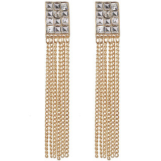 Chains Dangler Square Crystal Earings for Girls Alloy Material Earrings for Women's Fashion Jewellery for Party Chains Dangler Square Crystal Earings for Girls Alloy Material Earrings for Women's Fashion Jewellery for Party