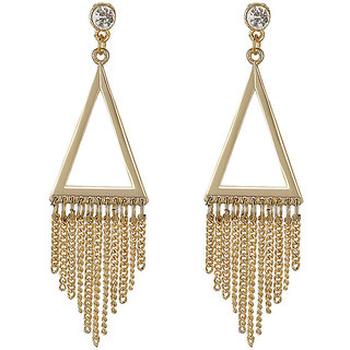                       Chain Danglers Plain Brass Metal Earrings for Girls Brass Material Earrings for Women's Fashion Jewellery for Party                                              