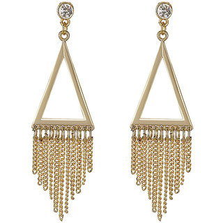 Chain Danglers Plain Brass Metal Earrings for Girls Brass Material Earrings for Women's Fashion Jewellery for Party