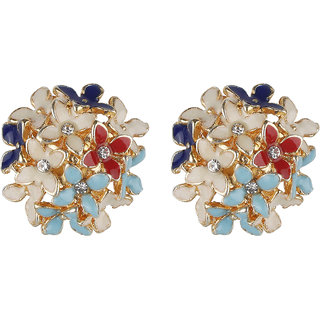                       Enamel Daisy Flower Stud Earrings for Girls Alloy Material Earrings for Women's Fashion Jewellery for Party                                              