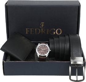 Fedrigo men  Reversible belt and wallet and watches combo for gift
