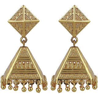                       Triangle Jhumki Barfi Top Brass Material Drop Hook Women's Fashion Jewelry Jhumki Earrings for Girls  Women's - Golden                                              