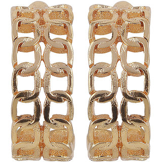                       Chain Double Brass Material Loop Drop Hook Earrings for Women's Fashion Jewelry Earrings for Girls  Women's - Golden                                              