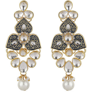                       Triple Triangle Traditional Enamle Earrings Golden Black Alloy Copper Material Earrings for Women's Fashion Jewelry                                              