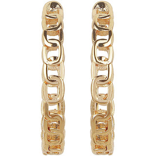                       Single Chain Hoop Golden Hoop Earrings Brass Alloy Copper Material Earrings for Women's Fashion Jewelry                                              