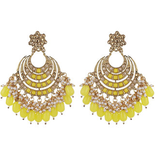                       Chand Baali American Diamond  Crystal Earrings Golden  Yellow Brass  Copper Earrings for Women's Fashion Jewelry                                              
