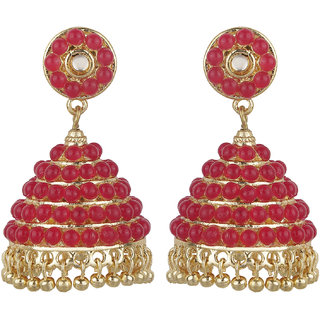 Red Ruby Crystal Jhumki Red Circle Top Earrings Golden Red Brass Copper Earrings for Women's Fashion Jewelry Red Ruby Crystal Jhumki Red Circle Top Earrings Golden Red Brass Copper Earrings for Women's Fashion Jewelry