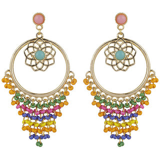                       Multicolor Seed Bead Earrings for Girls - Golden Alloy Brass  Copper Fashion Jewelry Earrings Top  Best                                              