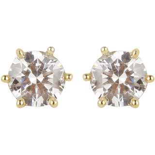                       CZ American Diamond Studds Earrings for Girls Earrings Color Golden Alloy Brass  Copper Material Earrings for Women's                                              