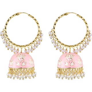                       Lotus Jhumki Plain Bali Brass Material Earrings for Women's Fashion Jewellery for Girls  Women's Brass Jhumki Earring                                              