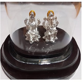                       Jaipur Gemstone-10 Grams Silver Laxmi Ganesh Murti for Diwali Pooja and Gift                                              