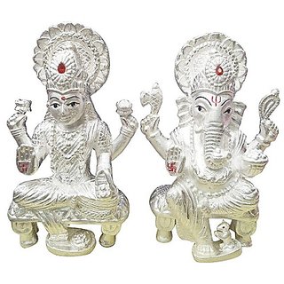                       JAIPUR GEMSTONE-20 Grams Silver Plated Lakshmi Ganesh God Idol/Murti for Diwali/Wedding/Gifting/Dhanteras                                              