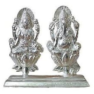                       JAIPUR GEMSTONE-20 gm Lakshmi Ganesh Pure Silver Murti - Diwali Home Decoration Items                                              
