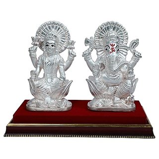                       JAIPUR GEMSTONE-20 Grams Silver Plated Lakshmi Ganesh God Idol/Murti for Diwali/Wedding/Gifting/Dhanteras                                              