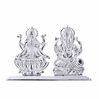                       JAIPUR GEMSTONE-Silver Lakshmi Ganesha Idol for Pooja, Silver Laxmi Ganesh Murti for Gift 20 Grams                                              