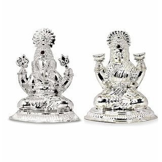                       JAIPUR GEMSTONE-20 gm Laxmi Ganesh Pure Silver Metal Murti For Diwali Gift                                              