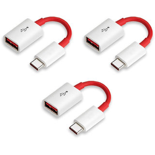                       Combo of 3 Type C OTG Cable - Red                                              