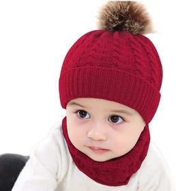 Tronet Baby Boys Girls Winter Knit Hats,Newborn Baby Boy Girl Knitted Bead Turban Hat Hair Band Beanie Headwear Cap Sets 