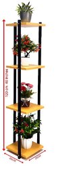Corner Vertical Planter Stand Black - Big size with  Yellow Colour Square Wooden Planks