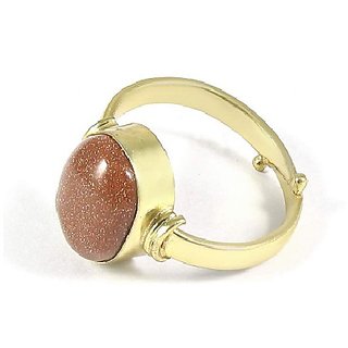                       JAIPUR GEMSTONE-5.5 Carat Sunstone Statement Look Gold Plated Wedding, Engagement Ring for Unisex                                              