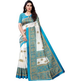                       SVB  Saree  Teal Colour Geometric Printed Saree                                              