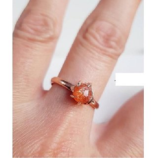                       JAIPUR GEMSTONE-5.50 Carat Natural Brown Sunstone Gemstone Pure Gold Plated Ring/Marriage Ring for Unisex                                              