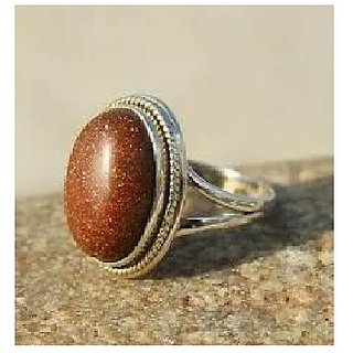                       JAIPUR GEMSTONE-5.50 Ratti Natural Brown Sunstone Gemstone Gold Plated Designer Ring for Men and Women                                              