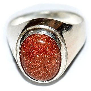                       JAIPUR GEMSTONE-5.5 Carat Sunstone Sunsitara Certified Natural Silver Plated Ring for Unisex                                              