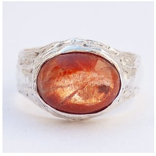                       JAIPUR GEMSTONE-5.50 Sunstone Pure Sterling Silver Metal Natural and Original Stone Ring for Unisex                                              