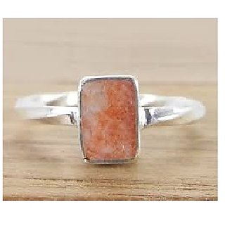                       JAIPUR GEMSTONE-Certified Natural 5.5 Carat Sunstone Sunsitara Silver Plated Adjustable Ring for Men and Women                                              