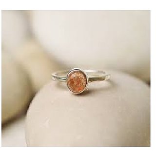                       JAIPUR GEMSTONE-Certified Natural 6.25 Ratti Sunstone Sunsitara Gemstone Sterling Silver Adjustable Ring                                              