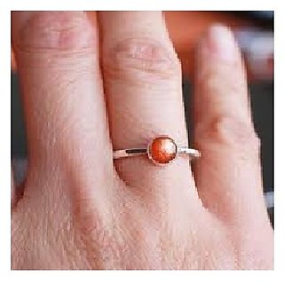                       JAIPUR GEMSTONE-6.25 Carat Sunstone Sunsitara Gemstone Silver Plated Panchdhatu Adjustable Ring for Unisex                                              