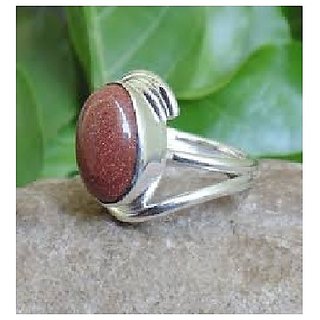                       JAIPUR GEMSTONE-5.5 Ratti Natural Brown Sunstone Gemstone Sterling Silver Ring Jewelry for Unisex                                              