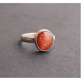                       JAIPUR GEMSTONE-6.25 Carat Sunstone Sunsitara Gemstone Pure Silver Panchdhatu Adjustable Ring for Men and Women                                              