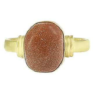                       JAIPUR GEMSTONE-6.25 Ratti Natural Brown Sunstone Gemstone Gold Plated Ring for Unisex                                              