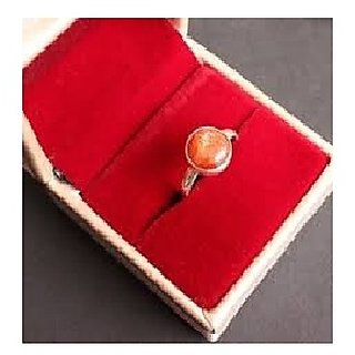                       JAIPUR GEMSTONE-Certified Natural 6.00 Ratti Sunstone Sunsitara Gemstone Sterling Silver Adjustable Ring                                              