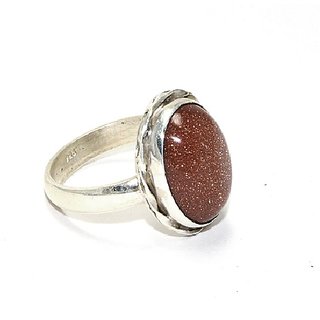                       JAIPUR GEMSTONE-6.25 Carat Sunstone Sunsitara Gemstone Pure Silver Panchdhatu Adjustable Ring for Men and Women                                              