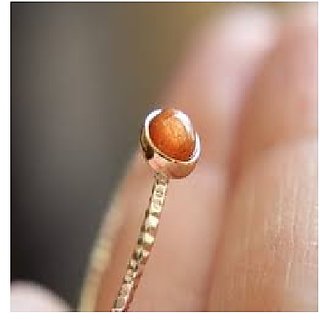                       JAIPUR GEMSTONE-7.25 Ratti Sunstone Sunsitara Certified Natural Gold Plated Ring for Unisex                                              