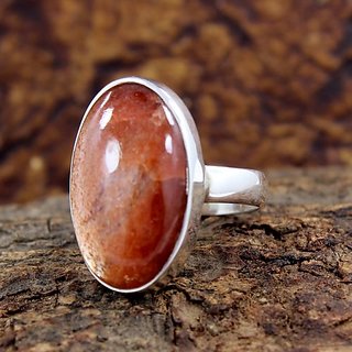                       JAIPUR GEMSTONE-Certified Natural 7.5 Carat Sunstone Sterling Silver Panchdhatu Ring for Men and Women                                              