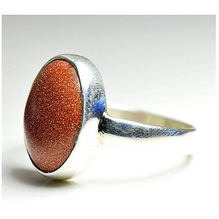                       JAIPUR GEMSTONE-7.25 Carat Sunstone Sunsitara Gemstone Silver Plated Panchdhatu Adjustable Ring for Unisex                                              