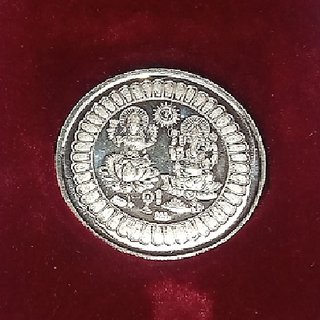                       Jaipur Gemstone-10 Grams Laxmi Ganesh Silver Coin                                              