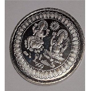                       Jaipur Gemstone-10 Grams Laxmi Ganesh Pure Silver Plated Coin                                              