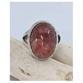                      CEYLONMINE-5.00 Ratti Natural Brown Sunstone Gemstone Silver Plated Ring/Marriage Ring for Unisex                                              