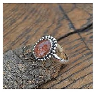                       CEYLONMINE-6.5 Carat Brown Sunstone Sunsitara Silver Plated Ring for Unisex                                              