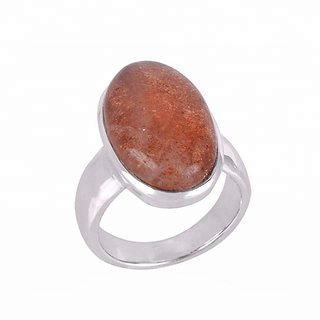                       CEYLONMINE-5.50 Carat Natural Brown Sunstone Gemstone Sterling Silver Designer Ring for Men and Women                                              