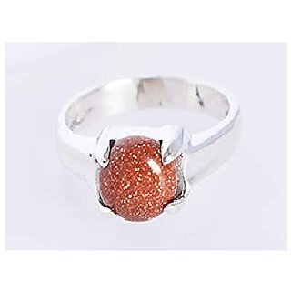                       CEYLONMINE-5.50 Carat Natural Brown Sunstone Gemstone Pure Silver Plated Ring/Marriage Ring for Unisex                                              