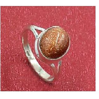                       CEYLONMINE-6.25 Ratti Natural Brown Sunstone Gemstone Silver Plated Ring for Unisex                                              