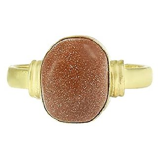                       CEYLONMINE-6.25 Ratti Natural Brown Sunstone Gemstone Gold Plated Ring for Unisex                                              