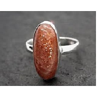                       CEYLONMINE-6.25 Ratti Natural Brown Sunstone Gemstone Silver Plated Ring for Unisex                                              