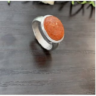                       CEYLONMINE-6.5 Carat Natural Brown Sunstone Gemstone Sterling Silver Ring Jewelry for Unisex                                              